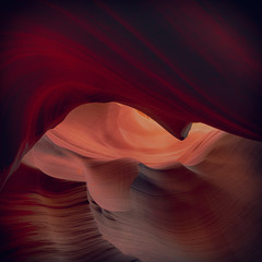 Abstract Canyon Antelope - fish on sandstone cliff