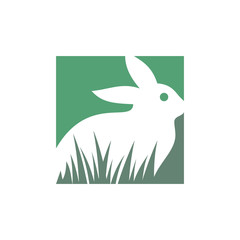 Rabbit Logo Design. Cute Bunny Vector Graphic Icon.
