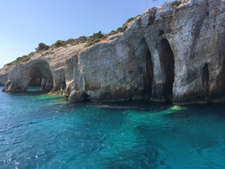 Blue caves on Zakynthos island in Greece
