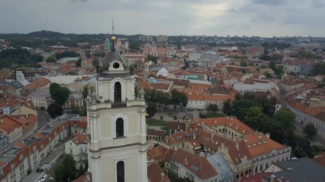 Beautiful Aerial view of the old town of Vilnius, the capital of Lithuania.