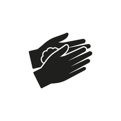 Hand with bubbles icon. Washing hands. Vector.