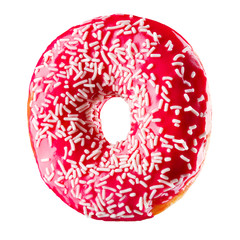 Glazed donut with sprinkles on a white background