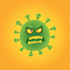 Virus gets angry and bites. Vector character
