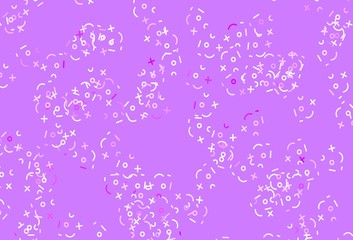 Light Purple, Pink vector background with arithmetic signs.