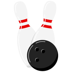 Bowling ball and pin vector icon isolated on white background.