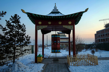Khambyn Khure datsan view by winter, Ulan-Ude, Buryatia, Russia