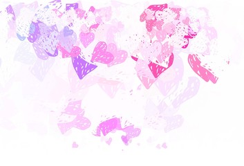 Fototapeta na wymiar Light Purple vector template with doodle hearts.