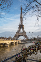 Eiffel tower from the promenade of the Seine.