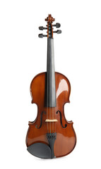 Fototapeta na wymiar Beautiful classic violin isolated on white. Musical instrument