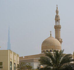 minaret mosque palms sunset UAE Dubai islam