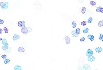 Light Pink, Blue vector doodle layout with flowers.