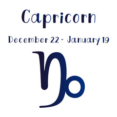 Capricorn zodiac sign. Astrology horoscope symbol on white background.