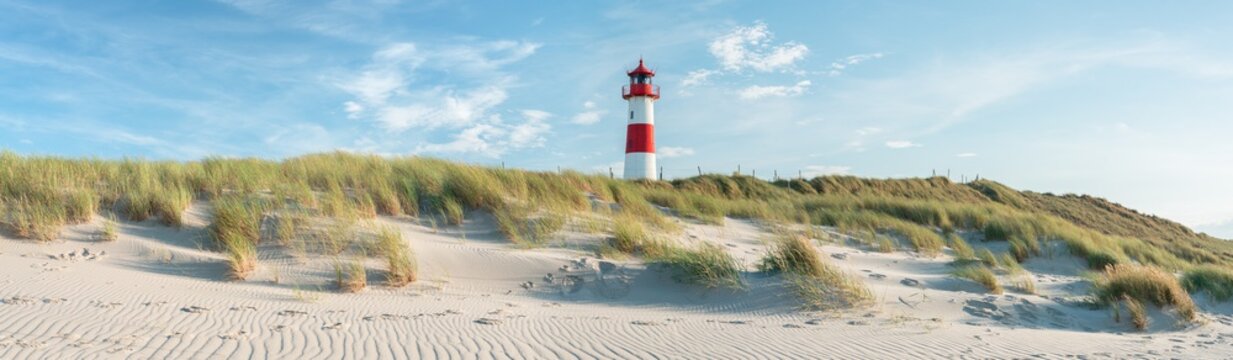 Fototapeta List Ost Lighthouse on the beach, Sylt Island, Schleswig-Holstein, Germany