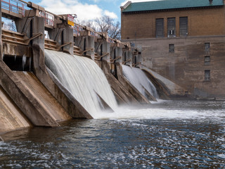 old small dam on the river