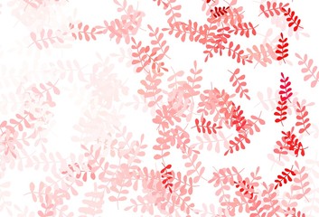 Fototapeta na wymiar Light Pink, Red vector doodle background with leaves.