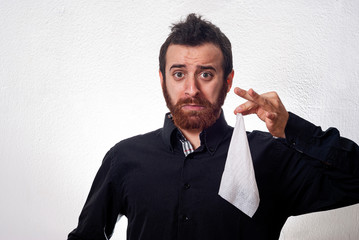Businessman Sick looking Tissue Paper