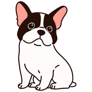 Outlined French Bulldog sitting front view