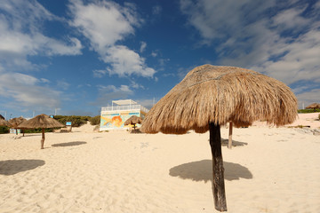 Beautiful Cancun Beach on a sunny day, Mexico.