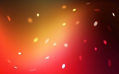 Dark Red, Yellow vector background with xmas snowflakes. Snow on blurred abstract background with gradient. The template can be used as a new year background.