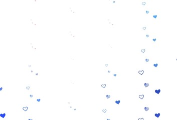 Light Pink, Blue vector backdrop with sweet hearts.