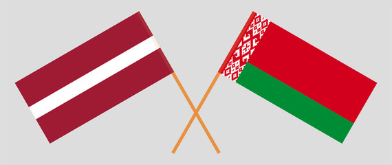 Crossed flags of Belarus and Latvia