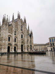 Fototapeta na wymiar MILAN, ITALY - march 2, 2020: Coronavirus in Milan, Italy. Italy Coronavirus COVID-19 world outbreak concept. Cathedral in Milan Duomo di Milano