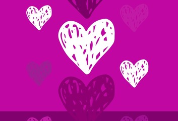 Light Pink vector template with doodle hearts.