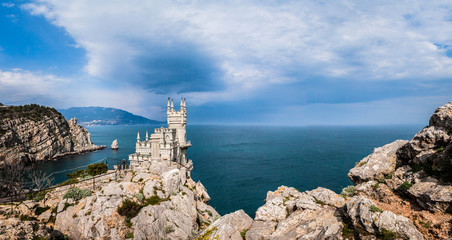 Fototapeta na wymiar Castle Swallow's nest on the rock in Crimea.