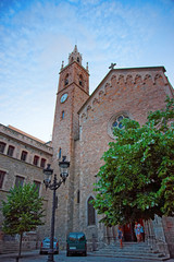 People in Old Church in the Old City of Barcelona
