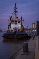 Tugboat in the harbor of Hamburg.