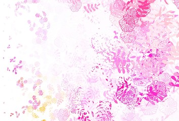 Light Purple, Pink vector natural backdrop with leaves, flowers.