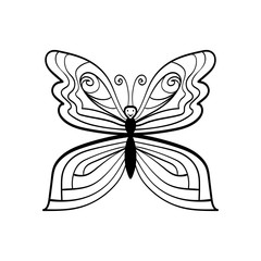 Butterfly. Hand drawn coloring book element. Vector Illustration.