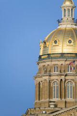 Iowa State Capital with close-up of golden dome, Des Moines, Iowa