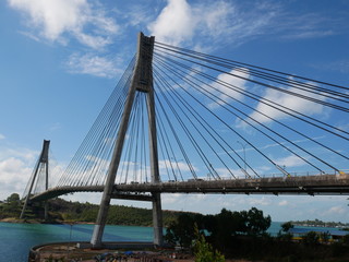 Fototapeta na wymiar Barelang Bridge is a popular icon of Batam City, especially for the people of Riau Islands. This bridge has become one of the main destinations in traveling on Batam Island,indonesia