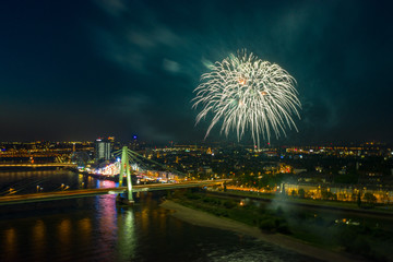 aerial view from fireworks at Cologne city