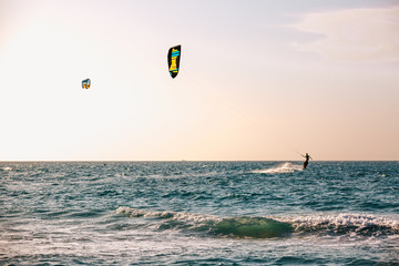 Wakeboarding sea parachuts s splash water variety extreme