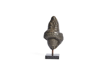 mineral pyrite as a statuette on a white background
