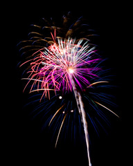 New Years or 4th of July Fireworks in a Night Sky