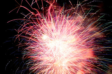 New Years or 4th of July Fireworks in a Night Sky