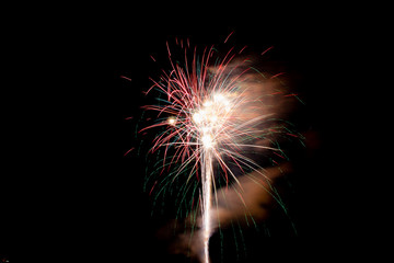 New Years or 4th of July Fireworks in a Night Sky