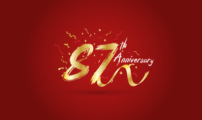 Anniversary celebration background. with the 87th number in gold and with the words golden anniversary celebration.