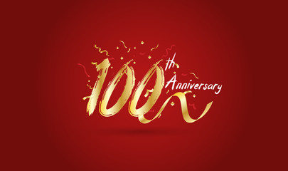 Anniversary celebration background. with the 100th number in gold and with the words golden anniversary celebration.