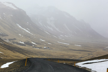 Beautiful mountains along the ring road, route 1 in Iceland