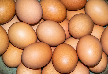 many fresh eggs in a bowl