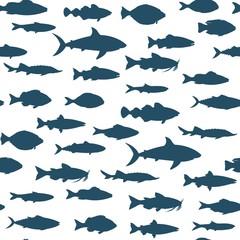 Silhouettes of fish seamless pattern