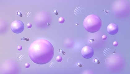 Liquid fluid background with balls