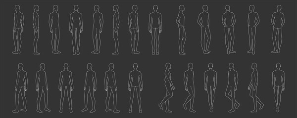 Fashion template of 25 men. 