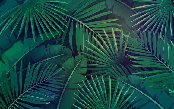 Tropical leaves layout