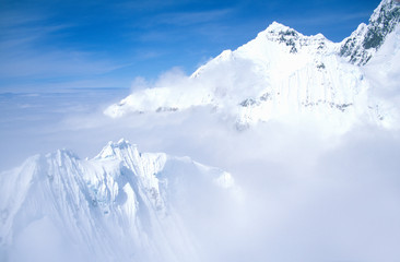 Mountain tops in St. Elias National Park and Preserve, Wrangell Mountains, Wrangell, Alaska
