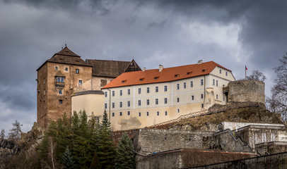 Fototapeta na wymiar Castle and chateau high on a rock